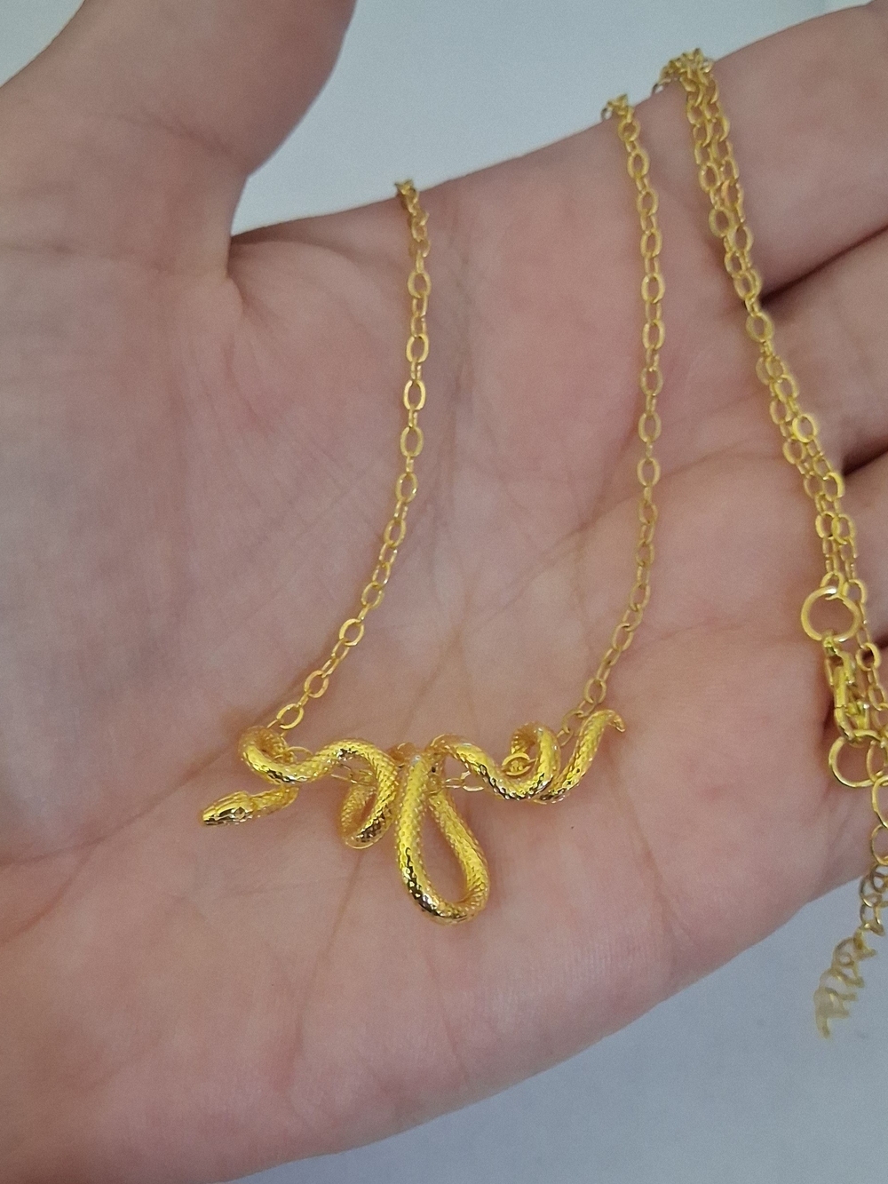 18K Yellow Gold Snake Necklace
